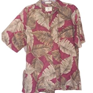 Hibiscus Hawaii Hawaiian Shirt Mens Size M 60 Singles Cotton Lawn Tropical Leave